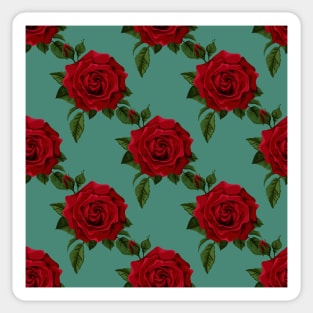 Red Roses Pattern in Alexandrite Birthstone Color Background Sticker